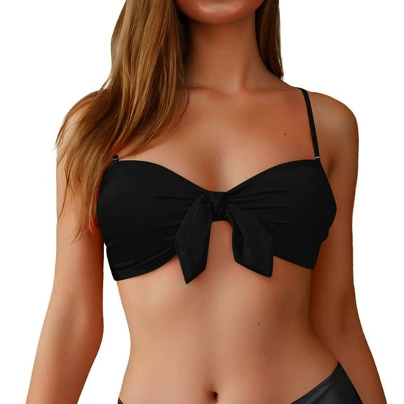 Bandeau Bikini Top for Women, Strapless with Shoulder Straps, Nylon/Spandex, 3 Wear Styles, Multiple Sizes