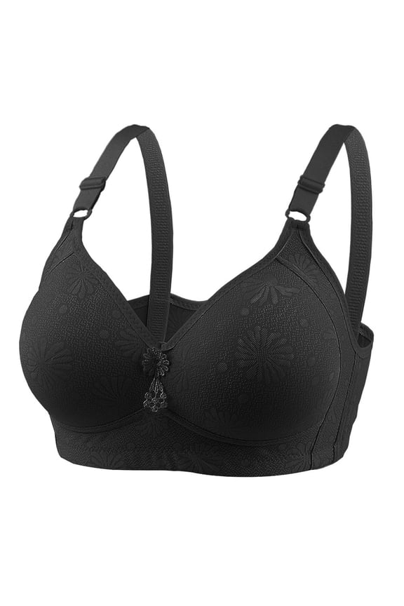 Bandeau Bra Women Comfortable Breathable Bra Underwear No Underwire V-Neck No Underwire Bra Feature Hook and Eye Closure Strapless Bra Style Y-394 , Black S