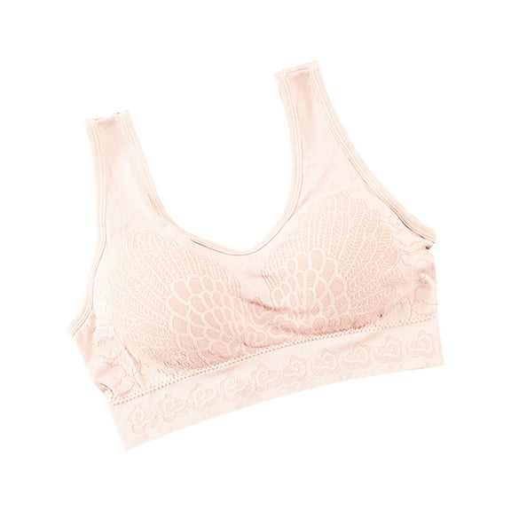 Bandeau Bra Women Fashion Bra Solid Vest Camisole Breathable Push Up Tops Underwear V-Neck Pullover Bra Feature Hook and Eye Closure Longline Bra Style Y-94 , Beige