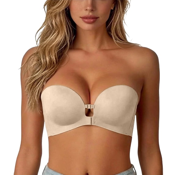 Bandeau Bra for Women Strapless Front Closure Bra Non Seamless Backless Smoothing Every Day Wear