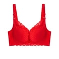 thumbnail image 1 of Bandeau Sports Bra Women Back-Smoothing Bra Feature V-Neck Balconette Bra Style W-725 Red 34, 1 of 4
