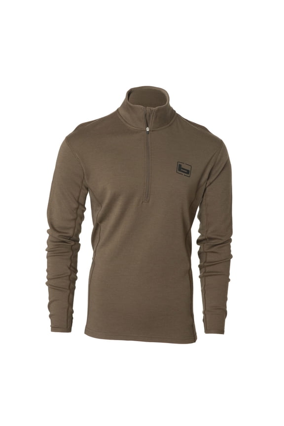 Adult Male Base Wool 1/4 Zip Pullover, Color: Chocolate, Size: XL