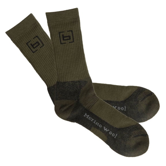 BANDED Base Midweight Calf Length Merino Wool Hunter Green Socks, Size: Medium-5-9