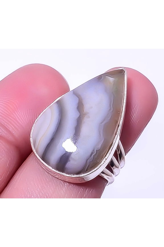 Banded Botswana Agate Gemstone 925 Sterling Silver Handmade Jewelry Ring s.6 A327, Christmas Gift, Gemstone Silver Jewelry, Agate Ring, New Year Sale