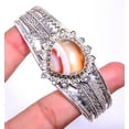 thumbnail image 1 of Banded Carnelian - Brazil Gemstone 925 Silver Plated Cuff Adst. T31 A329, Valentine's Day Gift, Birthday Gift, Beautiful Jewelry For Woman & Girls, 1 of 1