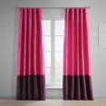 thumbnail image 1 of Banded Fuchsia Rose Faux Silk Taffeta & Winter Plum Plush Velvet Curtain (1 Panel), Fuchsia Rose & Winter Plum, 50W X 84L, 1 of 6