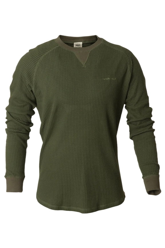 Grey Cliff Waffle Long-Sleeve Top Dark Olive in size 3X-Large