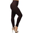thumbnail image 1 of Banded High Waisted Fleece Lined Leggings - Plus Size - 1XL 2XL 3XL Brown One Size Plus, 1 of 1