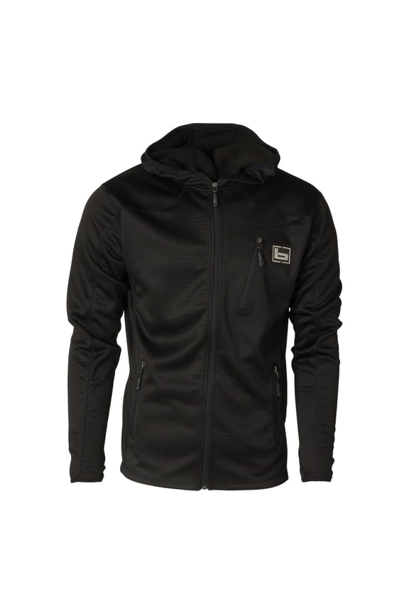 Men's Hooded Mid-Layer Fleece Jacket, Color: Black, Size: M