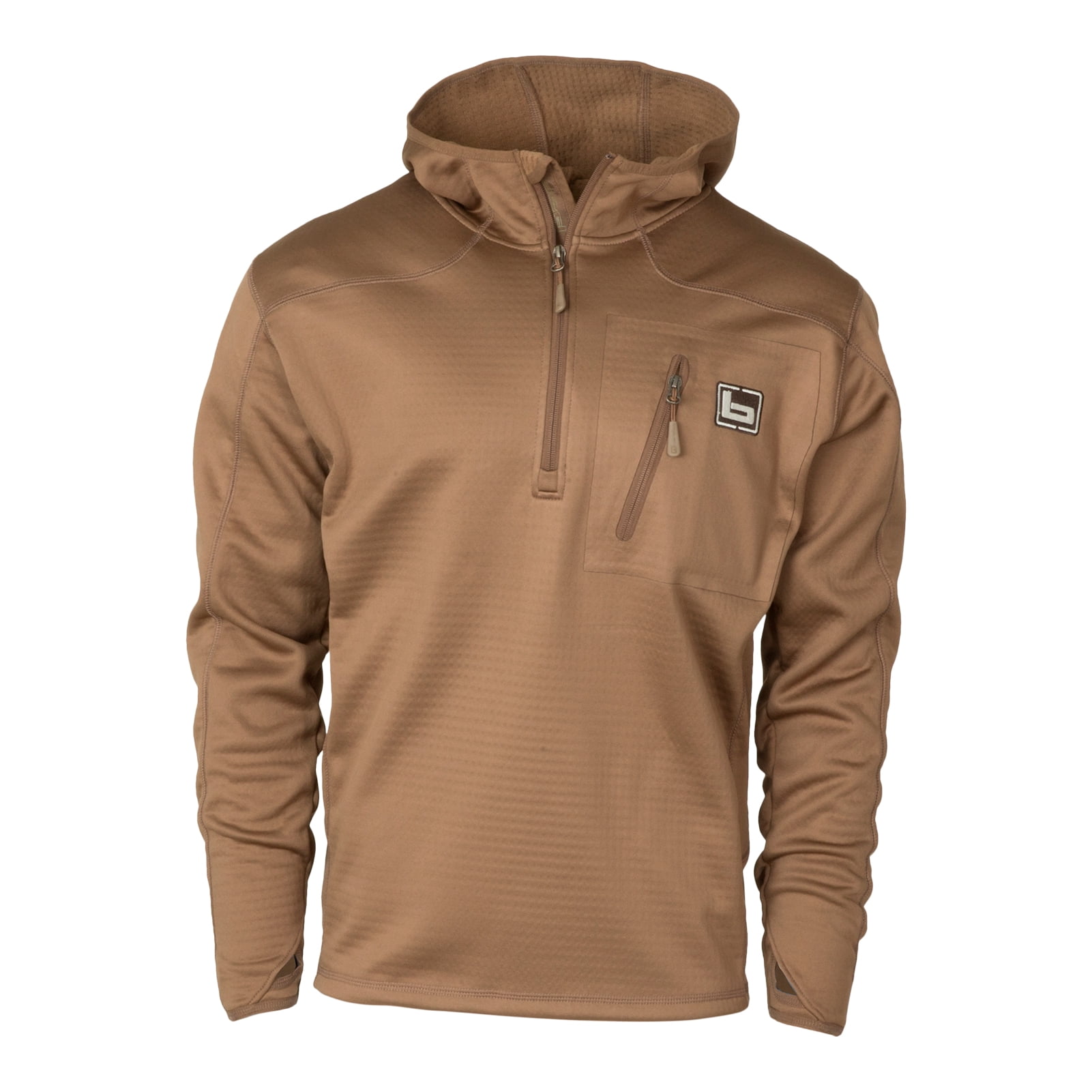 BANDED Men's Hooded Mid-Layer Fleece Pullover, Marsh Brown, Size: M ...