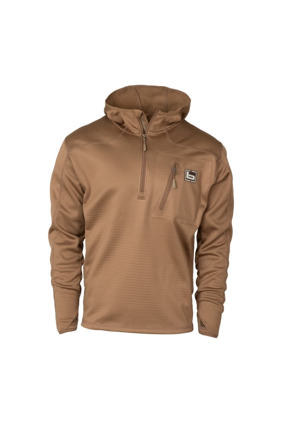 Men's Hooded Mid-Layer Fleece Pullover, Marsh Brown, Size: M (B1010061-MB-M)