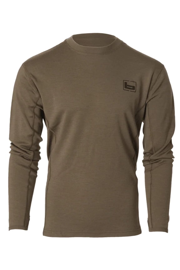 Men's Merino Wool Crew Base Layer Shirt Chocolate 3XL