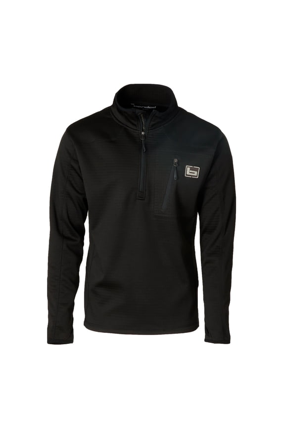 Men's 1/4 Zip Mid Layer Fleece Pullover, Color: Black, Size: 2XL