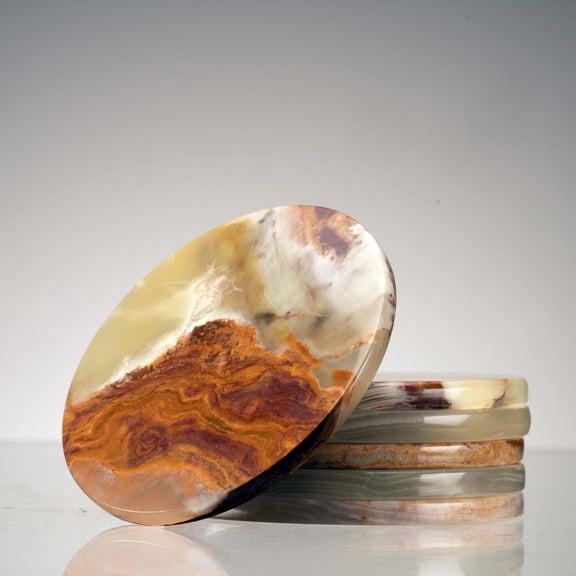 Banded Onyx Round Coaster Set