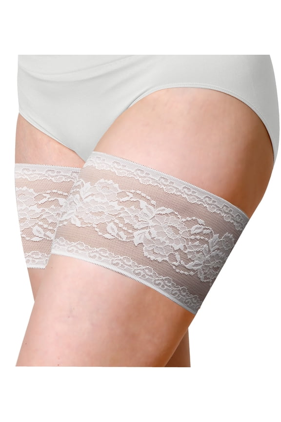 Thigh Bands-White PEONY, Size Large