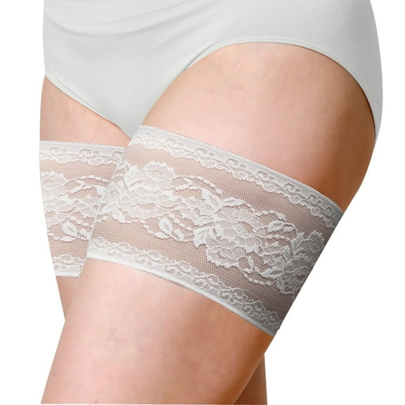 Bandelettes Women’s Peony Anti-Chafing Thigh Bands – White – Size E (2XL) – Elastic & Slip-Resistant