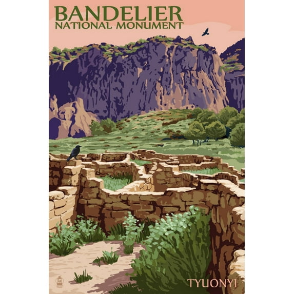 Bandelier National Monument, New Mexico, Tyuonyi (24x36 Giclee Gallery Art Print, Vivid Textured Wall Decor)