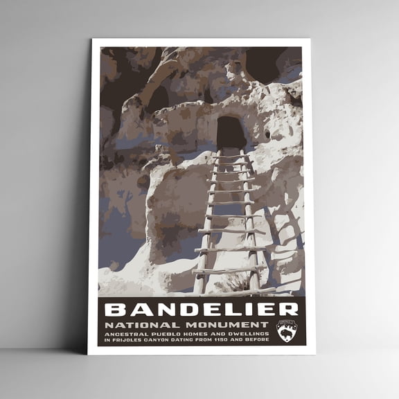 Bandelier National Monument Travel Poster / Postcard WPA Style Retro