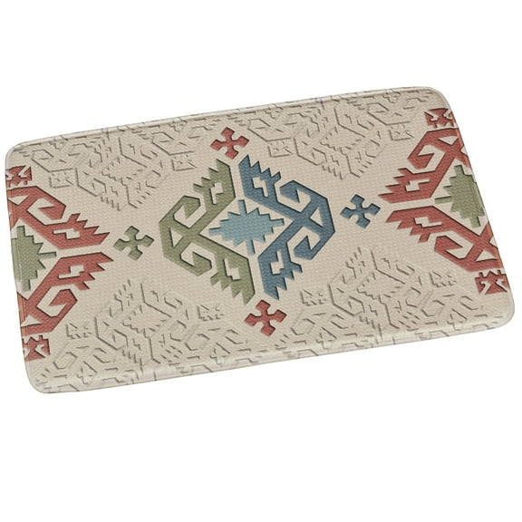 Bandera Rectangle Cushioned Mat, Multi Warm, Memory Foam, Multi Warm Comfort Mat 35 by 22 Inches