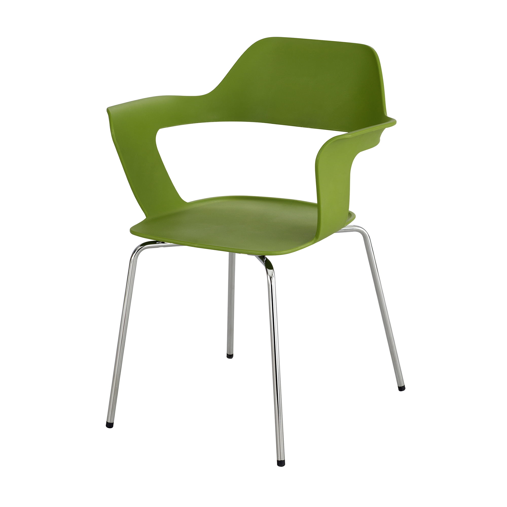 Green Fiberglass-Reinforced Polypropylene Stackable Chair with Metal Legs