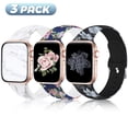 thumbnail image 1 of Bandiction 3 Pack Sport Band Compatible with Apple Watch Band, Silicone Floral Pattern Waterproof Replacement Wristband for iWatch Series SE 8 7 6 5 4 3 2 1, 1 of 5