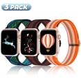 thumbnail image 1 of Bandiction 3 Pack Stretchy Band Compatible with Apple Watch 38mm 40mm 42mm 44mm,Adjustable Elastic Band Braided Nylon Sport Replacement Strap Compatible for iWatch Series SE/6/5/4/3/2/1, 1 of 8