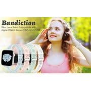 Bandiction Slim Lace Band Compatible With Apple Watch Bands for Women and Men, Silicone Wristbands Strap Replacement for iWatch Series SE/8/7/6/5/4/3/2/1 (3 Pack)