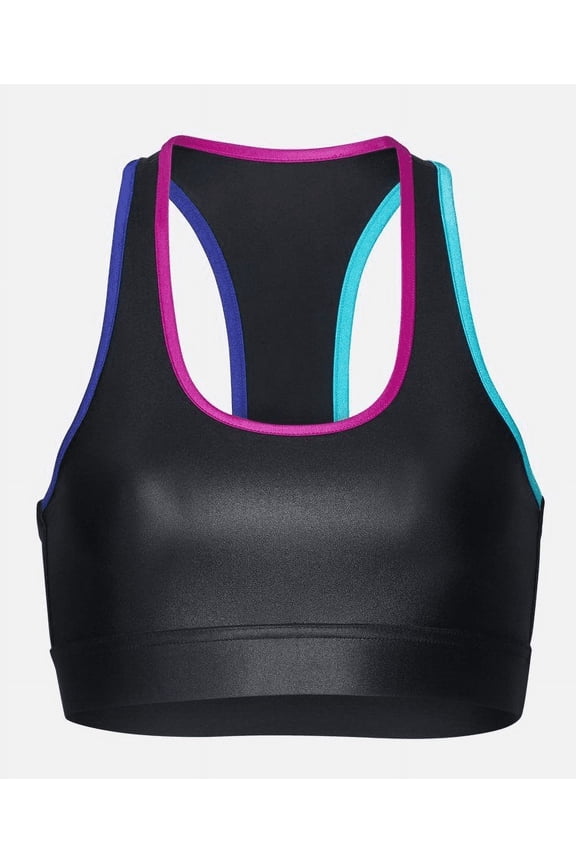 BLACK MULTI SEAM SHINE All Access Front Row Bra, US 2X-Large