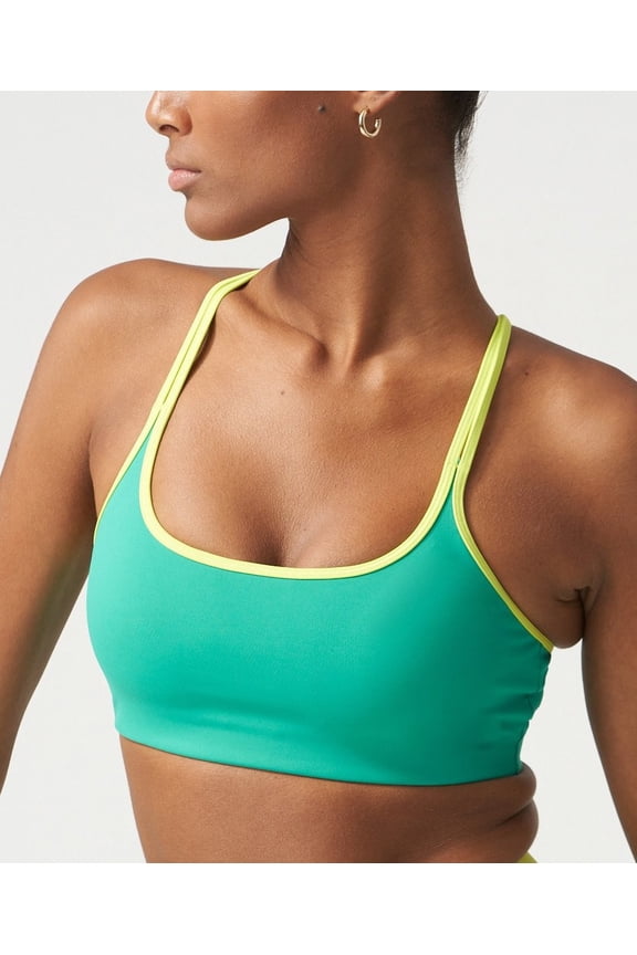COURT GREEN/LIMEADE All Access Strappy Chorus Bra, US 1X