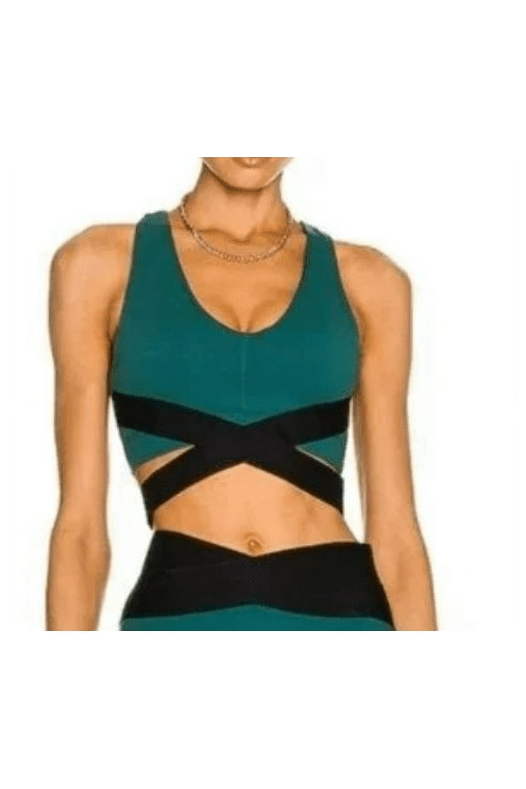 Le Ore PINE/BLACK Women's Corso Crossover Bra, Size US 1X NWOT