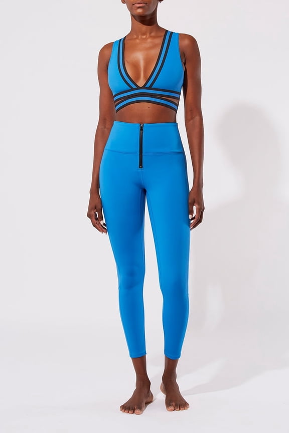 SAPPHIRE Solid & Striped Soleil Zip Front Leggings, US 2X-Large