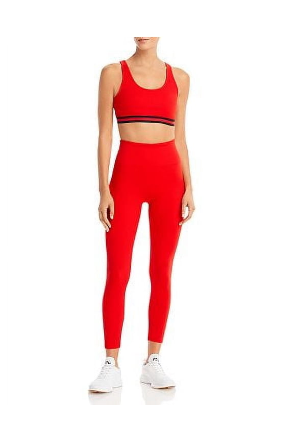 Bandier Solid & Striped RUBY RED Women's High Tide Ribbed Legging 2XL