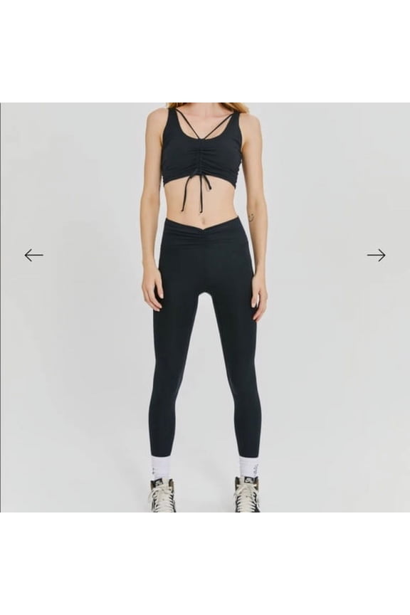 Bandier Something Navy BLACK High Rise Ruched Leggings, US 2XL