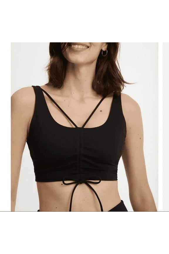 Bandier Something Navy BLACK Ruched Bra, US 2XL