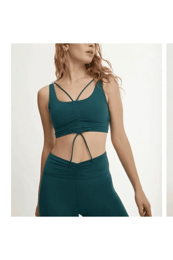 Bandier Something Navy PEACOCK High Rise Ruched Leggings, US 2XL