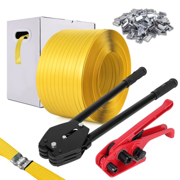 Banding Strapping Kit, Plastic Strapping Kit, Packaging Banding Tool with 1/2" Width, 2600' Length Polypropylene Strapping Coil Roll and Dispenser Box Certified 300 lbs Break