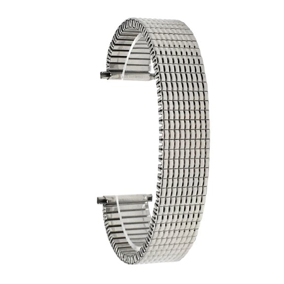 Bandini 12mm Silver Tone Stainless Steel Stretch Watch Strap for Women, Straight End, Metal Expansion Watch Band, No Buckle