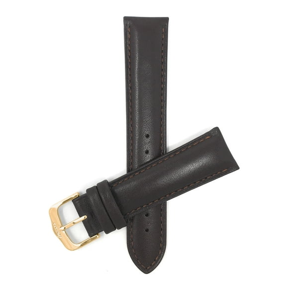 Bandini 12mm Womens Italian Leather Watch Band Strap - Brown - Padded - Mat Finish - Gold Buckle
