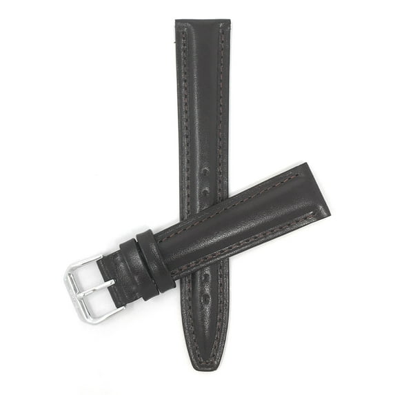 Bandini 12mm Womens Italian Leather Watch Band Strap - Brown - Semi-Glossy - Padded - Stitching