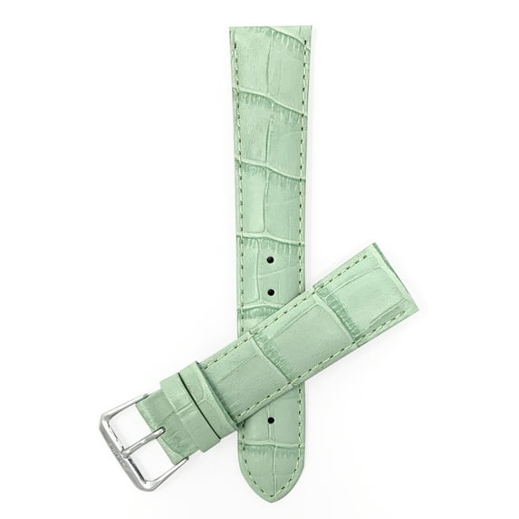 Bandini 12mm Womens Italian Leather Watch Band Strap - Light Green - Alligator Pattern