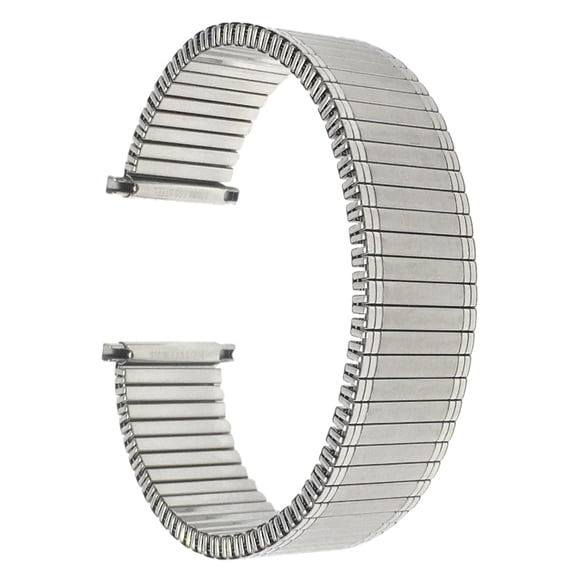 Bandini 14mm Silver Tone Stainless Steel Stretch Watch Strap for Women, Straight End, Metal Expansion Watch Band, No Buckle