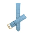 thumbnail image 1 of Bandini 14mm Womens Italian Leather Watch Band Strap - Baby Blue - Alligator Pattern - Gold Buckle, 1 of 2