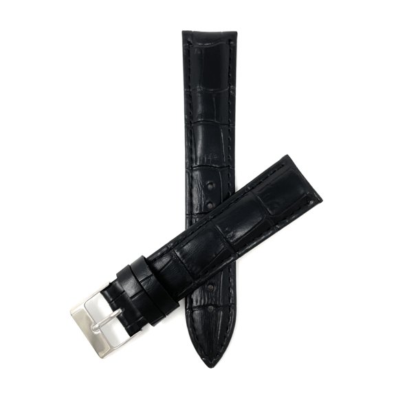 Bandini 14mm Womens Italian Leather Watch Band Strap - Black - Alligator Pattern