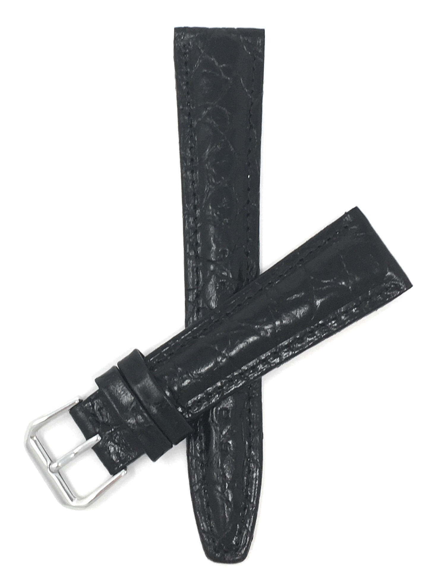 Bandini 14mm Womens Italian Leather Watch Band Strap - Black - Glossy ...