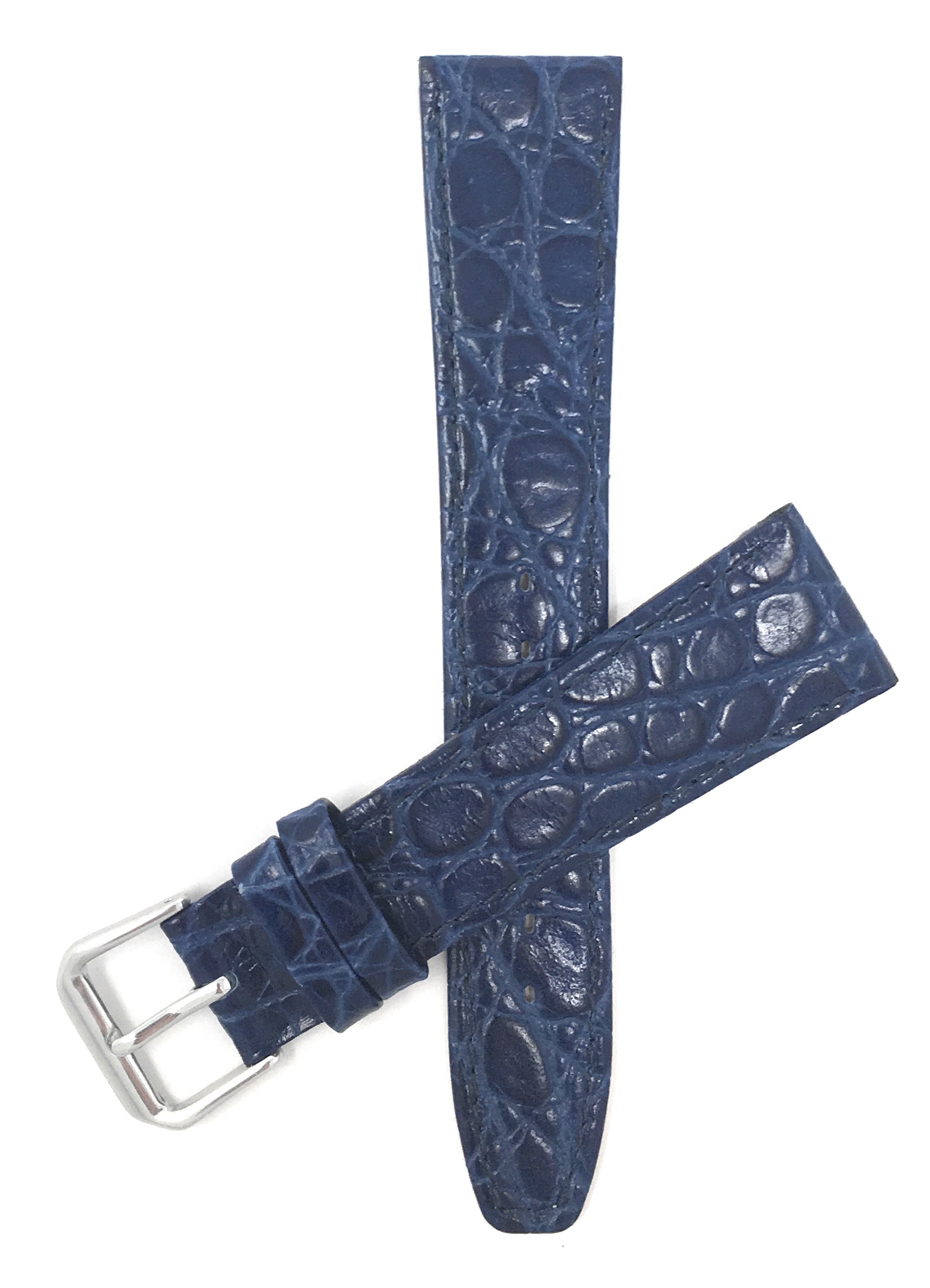 Bandini 16mm Womens Italian Leather Watch Band Strap - Blue - Glossy ...