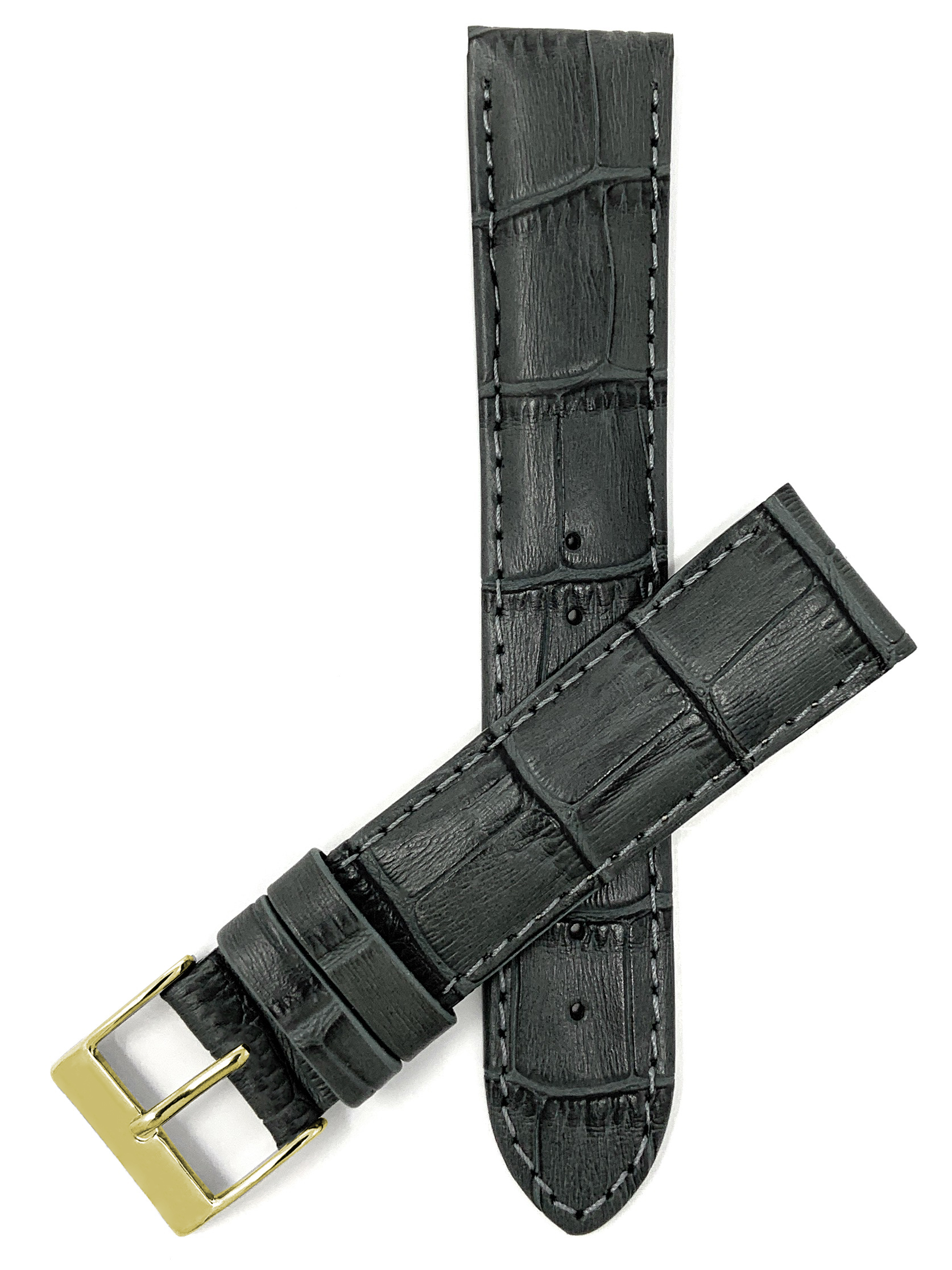 Bandini 16mm Womens Italian Leather Watch Band Strap - Dark Grey / Gold ...