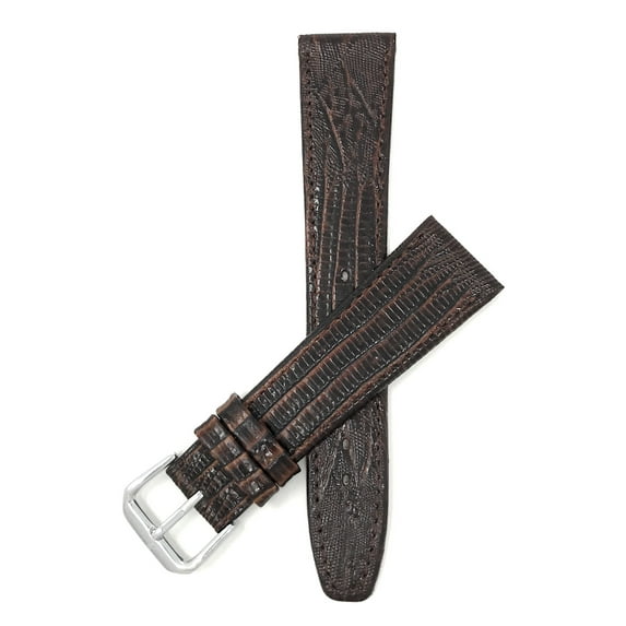 Bandini 17mm Womens Italian Leather Watch Band Strap - Brown - Lizard Pattern - Slim
