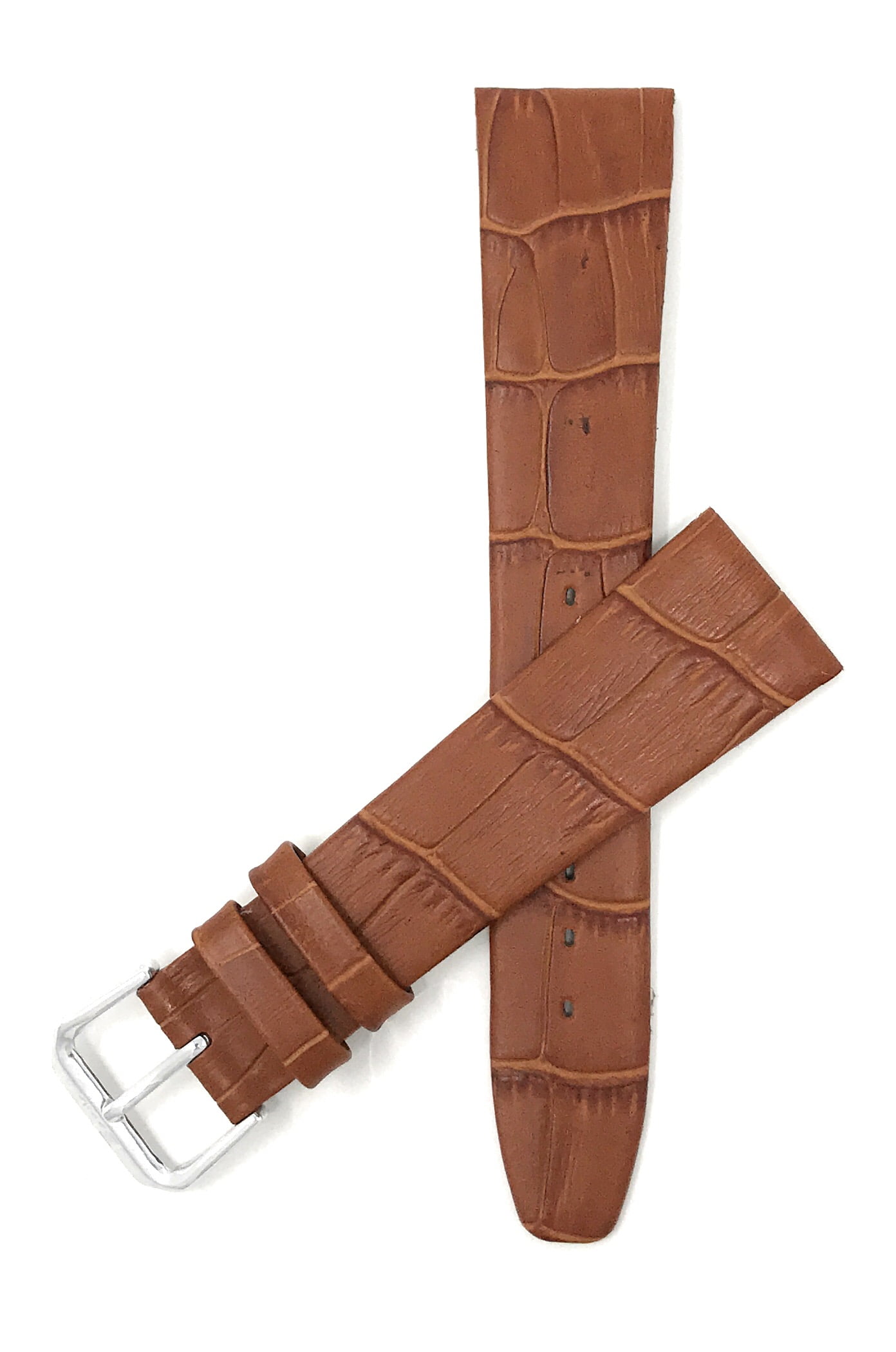 Bandini 18mm Italian Alligator Pattern Watch Strap - Tan - Semi-Glossy ...