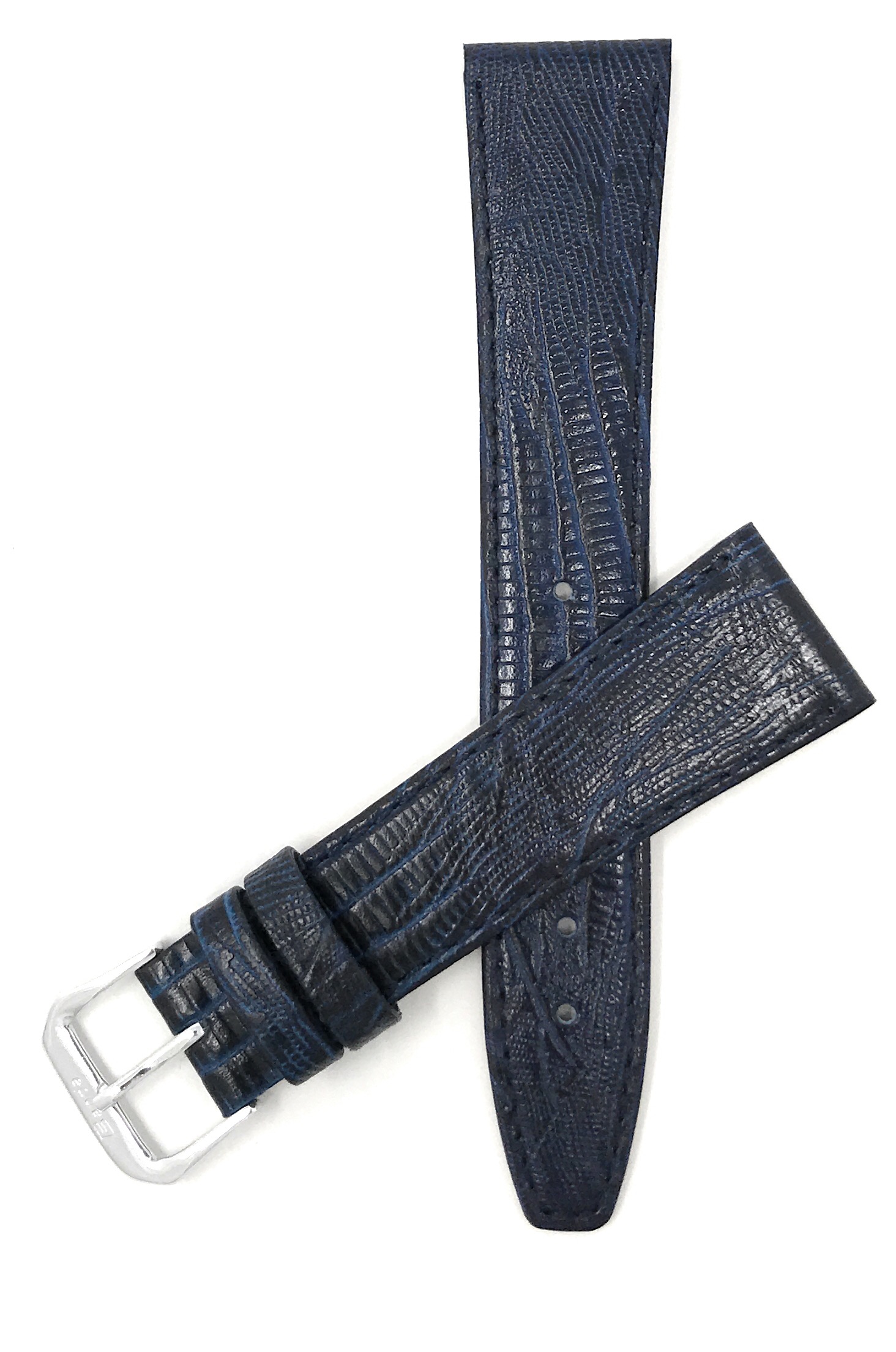 Bandini 18mm Italian Leather Watch Band Strap - Blue - Lizard Pattern ...