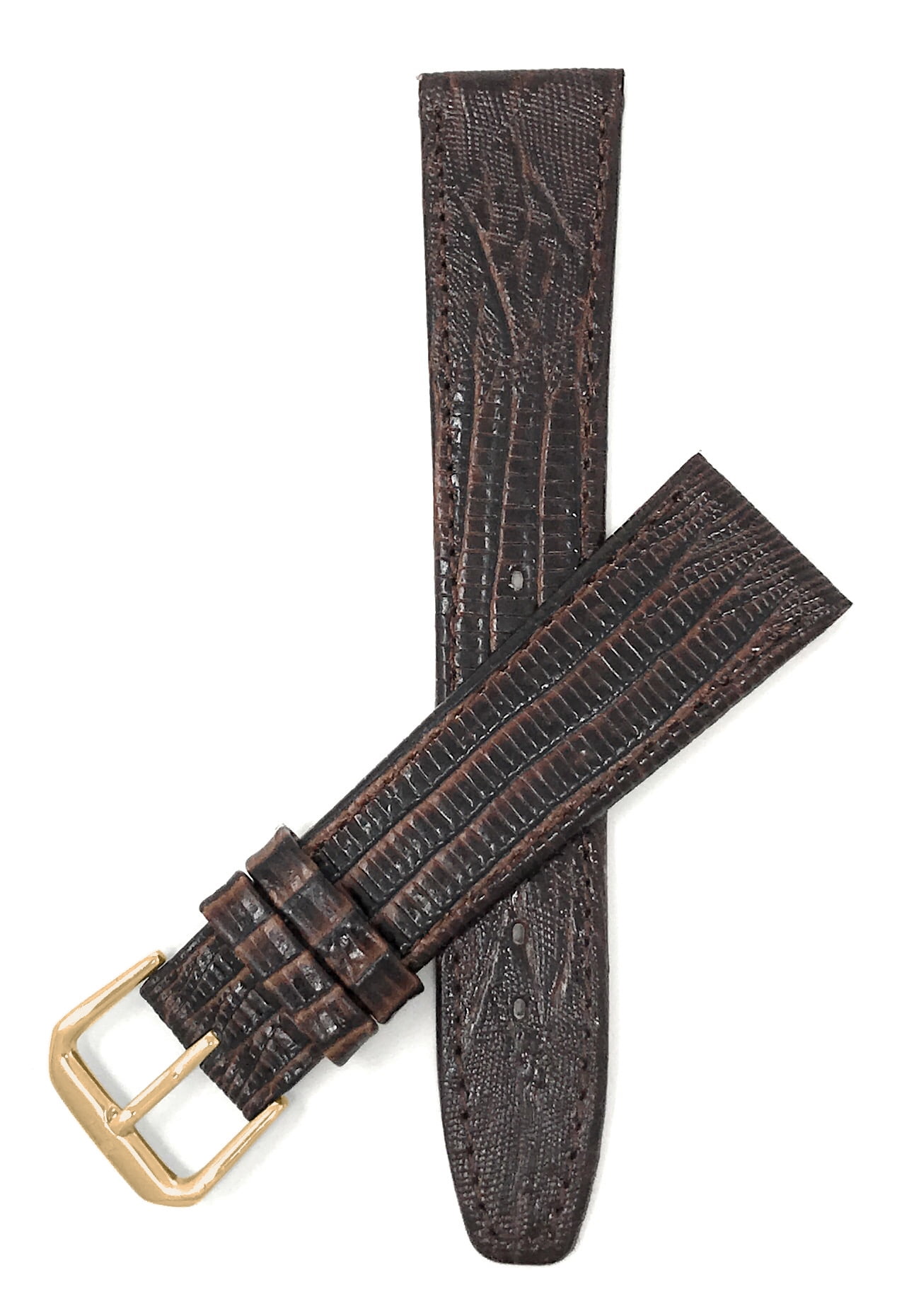 Bandini 18mm Italian Leather Watch Band Strap - Brown - Lizard Pattern ...